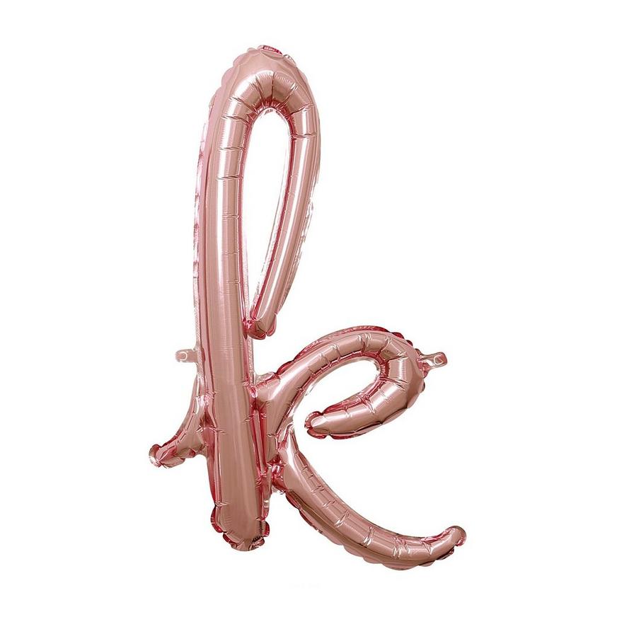 Air-Filled Rose Gold Lowercase Cursive Letter (k) Foil Balloon, 12in x 22in